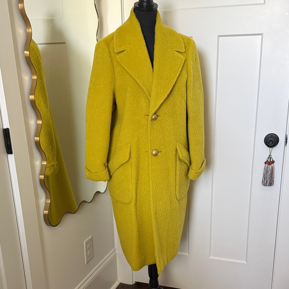 Moschino Couture! Vibrant Yellow Long Alpaca and Wool Coat - US 12